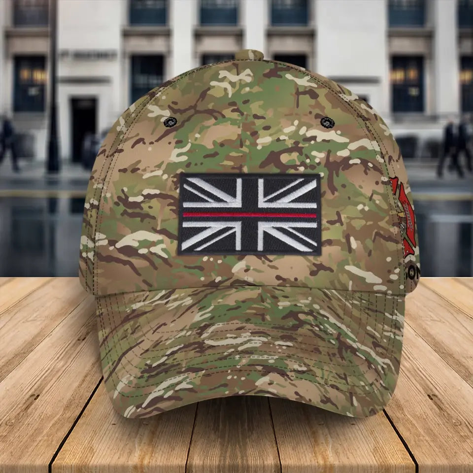 Personalized UK Firefighter Flag Custom Name Cap 3D Printed QTKH241404