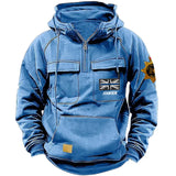 Personalized UK Police Branch Logo UK Police Flag Custom Name American Retro Hooded Sweatshirt Printed LVA241405