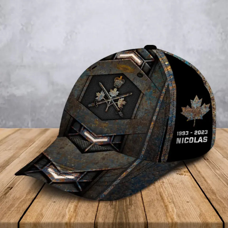 Personalized Canadian Veteran Logo Custom Name & Time Cap 3D Printed AHVA241401