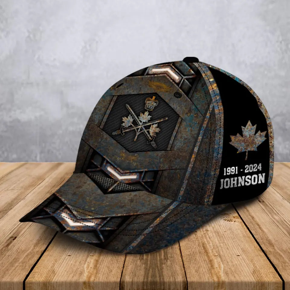 Personalized Canadian Veteran Logo Custom Name & Time Cap 3D Printed AHVA241401