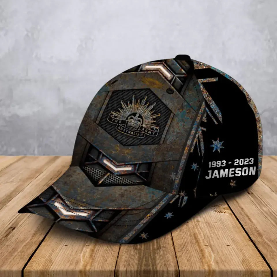 Personalized Australian Veteran Logo Custom Name & Time Cap 3D Printed AHVA241401