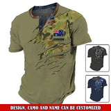 Personalized Australian Veteran Camo Custom Name Lapel Button Men's Short Sleeves Neck Short Sleeve Button T shirt Printed QTVQ241416