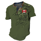 Personalized Canadian Veteran Camo Custom Name Lapel Button Men's Short Sleeves Neck Short Sleeve Button T shirt Printed QTVQ241416