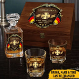 Personalized German Veteran Branch Logo Rank Gold Custom Name & Time Decanter Set with Glasses printed AHVA241425