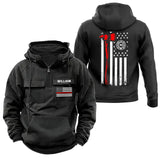 Personalized US Firefighter Logo US Flag Custom Name & ID American Retro Hooded Sweatshirt Printed VQ241429