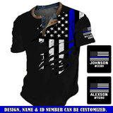 Personalized US Police Custom Name & ID Lapel Button Men's Short Sleeves Printed QTVQ241430
