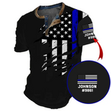 Personalized US Police Custom Name & ID Lapel Button Men's Short Sleeves Printed QTVQ241430