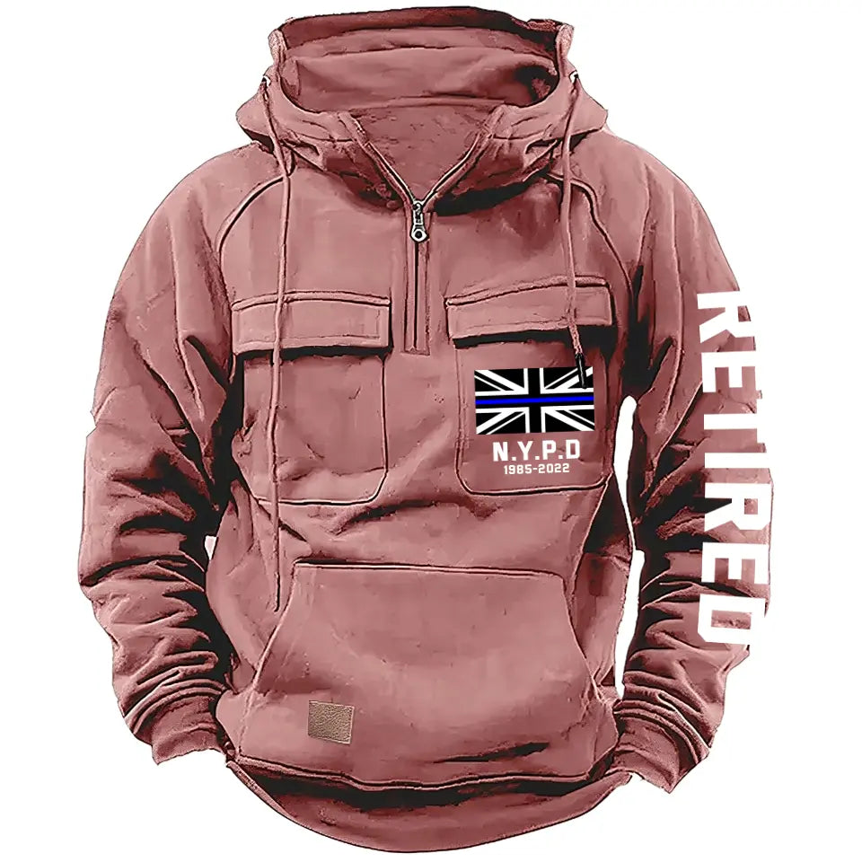 Personalized Retired UK Police Department Custom Time American Retro Hooded Sweatshirt Printed KVH241440