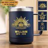 Personalized Australian Veteran Logo Custom Name & Time Laser Handle Cup Printed VQ241436