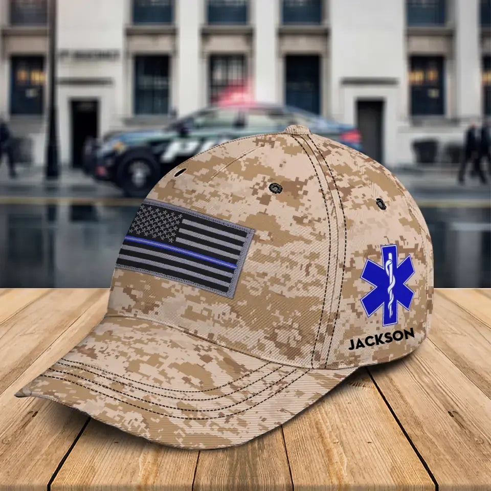 Personalized US Flag Medical EMS Logo Custom Name Cap 3D Printed QTKH241437