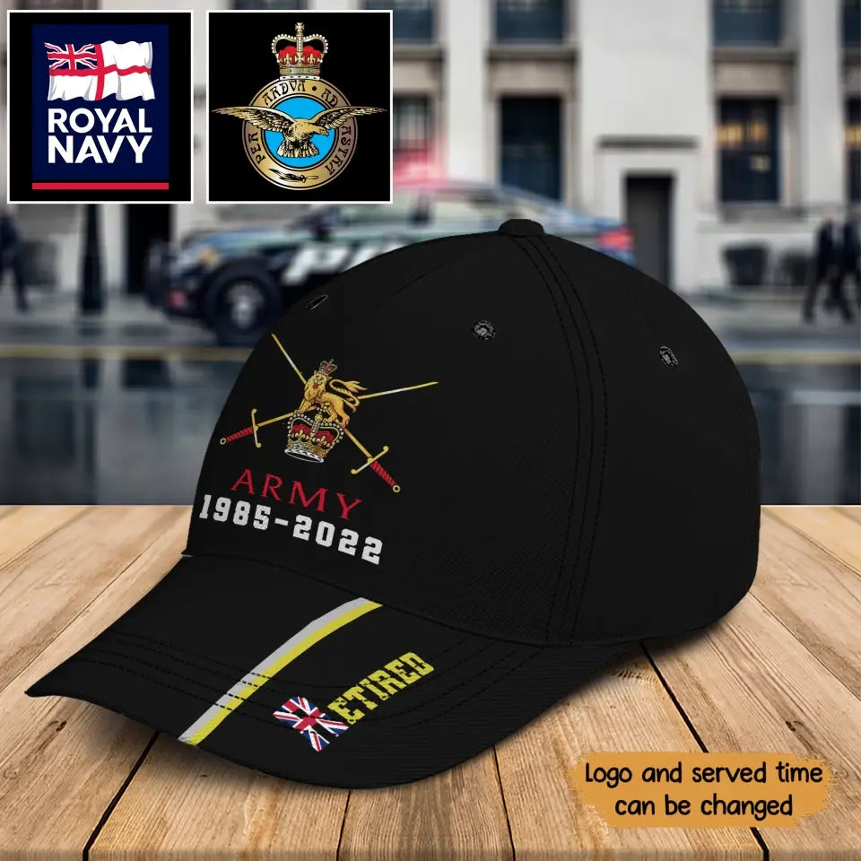 Personalized Retired UK Veteran Branch Logo Custom Service Time Cap 3D Printed QTKH241445