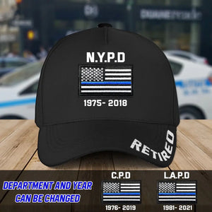 Personalized US Police Department & Custom Time Retired Police Cap 3D Printed VQ241446