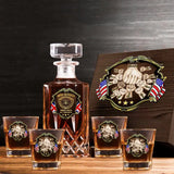 Personalized UK Veteran Logo Proudly Served Duty Honor Country Decanter Set with Glasses Printed AHVQ241455