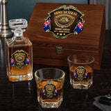 Personalized Australian Veteran Logo Proudly Served Duty Honor Country Decanter Set with Glasses Printed AHVQ241455