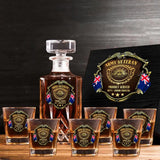 Personalized Australian Veteran Logo Proudly Served Duty Honor Country Decanter Set with Glasses Printed AHVQ241455
