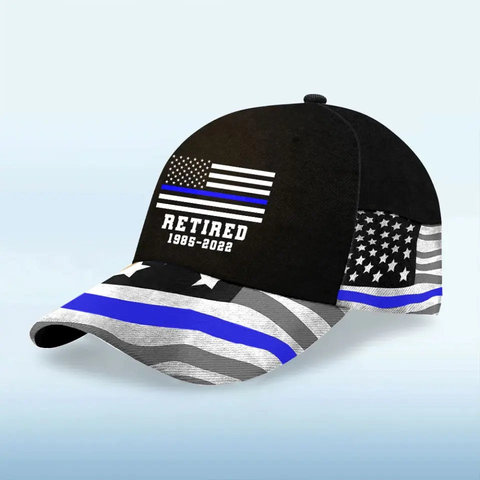 Personalized US Police Flag Retired US Police Officer Service Time Cap 3D Printed KH241457