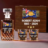 Personalized Australian Veteran Rank Camo Custom Name & Time Decanter Set with Glasses printed AHVA241459