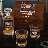 Personalized Australian Veteran Rank Camo Custom Name & Time Decanter Set with Glasses printed AHVA241459