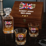 Personalized UK Veteran Rank Camo Custom Name & Time Decanter Set with Glasses printed AHVA241459