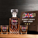 Personalized UK Veteran Rank Camo Custom Name & Time Decanter Set with Glasses printed AHVA241459