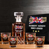 Personalized UK Veteran Rank Camo Custom Name & Time Decanter Set with Glasses printed AHVA241459