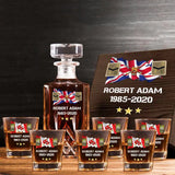 Personalized UK Veteran Rank Camo Custom Name & Time Decanter Set with Glasses printed AHVA241459