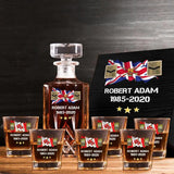 Personalized UK Veteran Rank Camo Custom Name & Time Decanter Set with Glasses printed AHVA241459