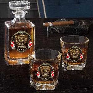 Personalized Canadian Veteran Logo Proudly Served Duty Honor Country Decanter Set with Glasses Printed AHVQ241455