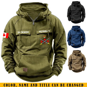 Personalized Canadian Veteran Branch Logo Canada Flag American Retro Hooded Sweatshirt Pritned QTKH241469