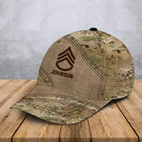 Personalized US Army Veteran Rank Camo & Name Cap 3D Printed VA241466
