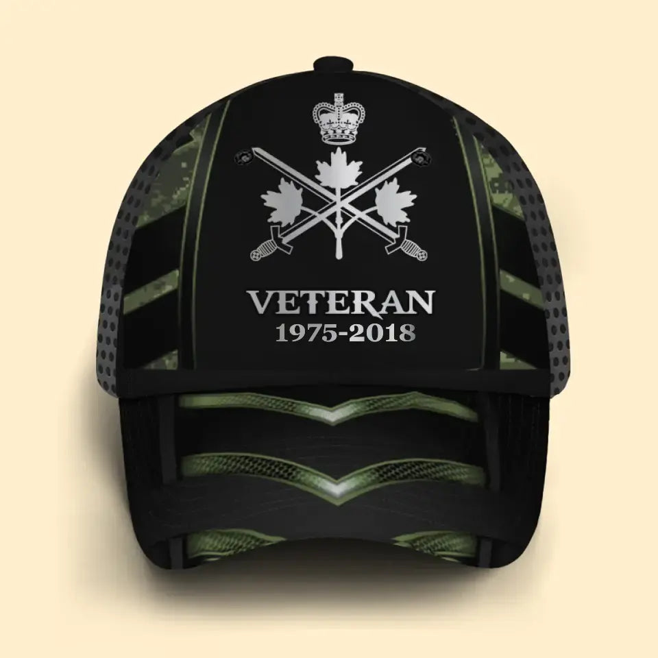 Personalized Canadian Veteran Logo & Service Time Cap 3D Printed QTVQ241467