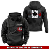 Personalized Canadian Firefighter Logo Canada Flag American Retro Hooded Sweatshirt Printed VQ241472