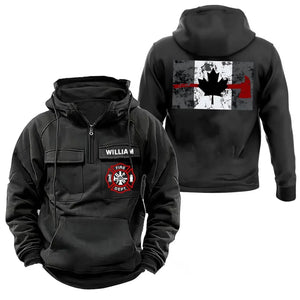 Personalized Canadian Firefighter Logo Canada Flag American Retro Hooded Sweatshirt Printed VQ241472