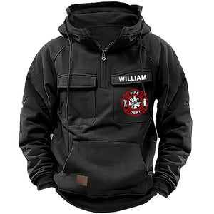 Personalized Canadian Firefighter Logo Canada Flag American Retro Hooded Sweatshirt Printed VQ241472