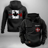 Personalized Canadian Firefighter Logo Canada Flag American Retro Hooded Sweatshirt Printed VQ241472