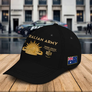 Personalized Australian Army Logo & Rank Gold Custom Name & Time Cap 3D Printed QTKH241462