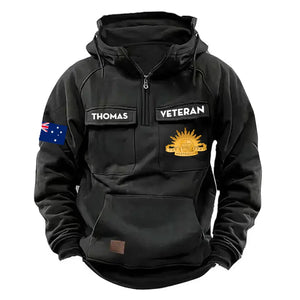 Personalized Australian Veteran Branch Logo Canada Flag American Retro Hooded Sweatshirt Pritned QTKH241469