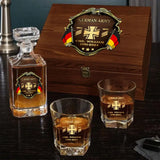 Personalized German Veteran Branch Logo Rank Gold Custom Name & Time Decanter Set with Glasses printed AHVA241425