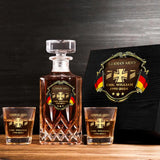 Personalized German Veteran Branch Logo Rank Gold Custom Name & Time Decanter Set with Glasses printed AHVA241425