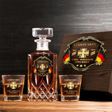 Personalized German Veteran Branch Logo Rank Gold Custom Name & Time Decanter Set with Glasses printed AHVA241425