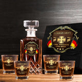Personalized German Veteran Branch Logo Rank Gold Custom Name & Time Decanter Set with Glasses printed AHVA241425