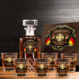 Personalized German Veteran Branch Logo Rank Gold Custom Name & Time Decanter Set with Glasses printed AHVA241425