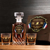 Personalized French Veteran Branch Logo Rank Gold Custom Name & Time Decanter Set with Glasses printed AHVA241425