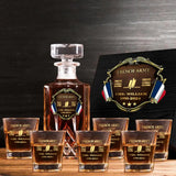 Personalized French Veteran Branch Logo Rank Gold Custom Name & Time Decanter Set with Glasses printed AHVA241425