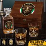 Personalized Italian Veteran Army Logo Rank Gold Custom Name & Time Decanter Set With Glasses Printed AHVA241480
