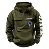 Personalized Blue Line Punisher Skull US Police Custom Name American Retro Hooded Sweatshirt Printed QTKH241477