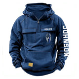 Personalized Blue Line Punisher Skull US Police Custom Name American Retro Hooded Sweatshirt Printed QTKH241477