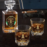 Personalized Italian Veteran Army Logo Rank Gold Custom Name & Time Decanter Set With Glasses Printed AHVA241480