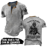 Personalized I Can't Go To Hell The Devil Still Has A Restraining Order Against Me UK Veteran Lapel Button Men's Short Sleeves Neck Short Sleeve Button T shirt Printed AHVA241490