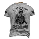 Personalized I Can't Go To Hell The Devil Still Has A Restraining Order Against Me UK Veteran Lapel Button Men's Short Sleeves Neck Short Sleeve Button T shirt Printed AHVA241490